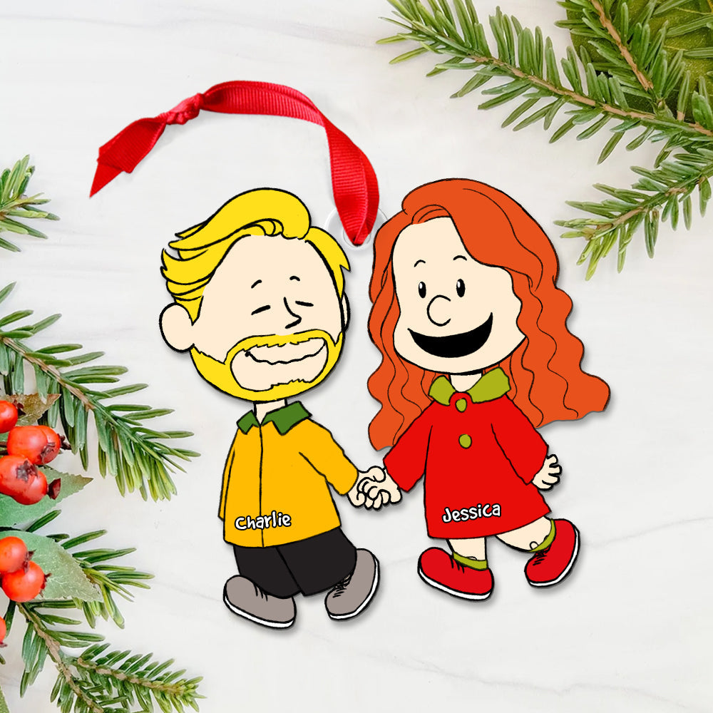 Custom Couple Ornaments - Personalized Anniversary Gifts For Her, Christmas Gifts For Girlfriend And Wife-Homacus