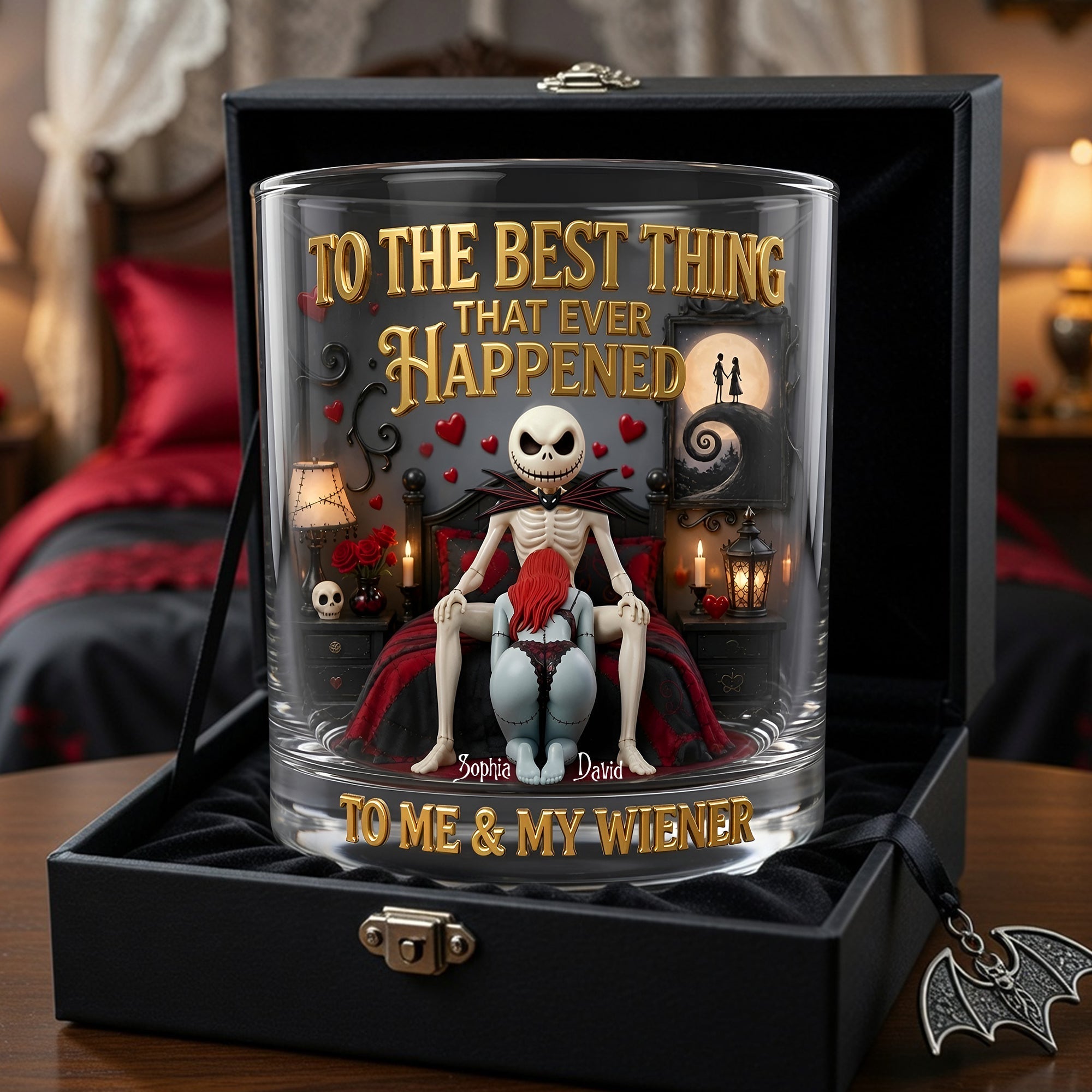 Naughty Gothic Couple Round Glass - Personalized Gifts For Couple 05tylu080626