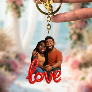 Cartoon Couple Keychain - Custom Photo Gifts For Couple 03pgta070825-Homacus