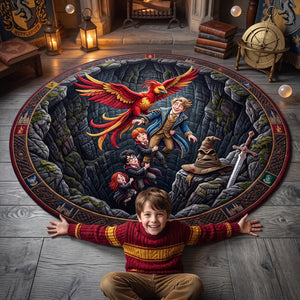 Enchanted Phoenix Quilted  Round Mat - Personalized Gift For Fantasy Lovers 04HUTN280726