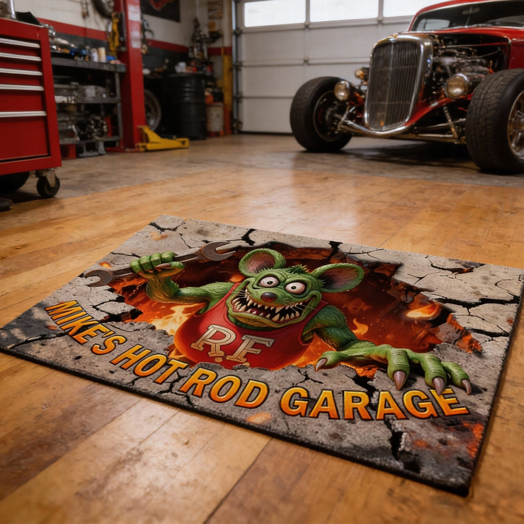 Playful Hot Rod Garage Doormat - Personalized Gifts For Hot Rod Lovers 021tgqn090126-Homacus