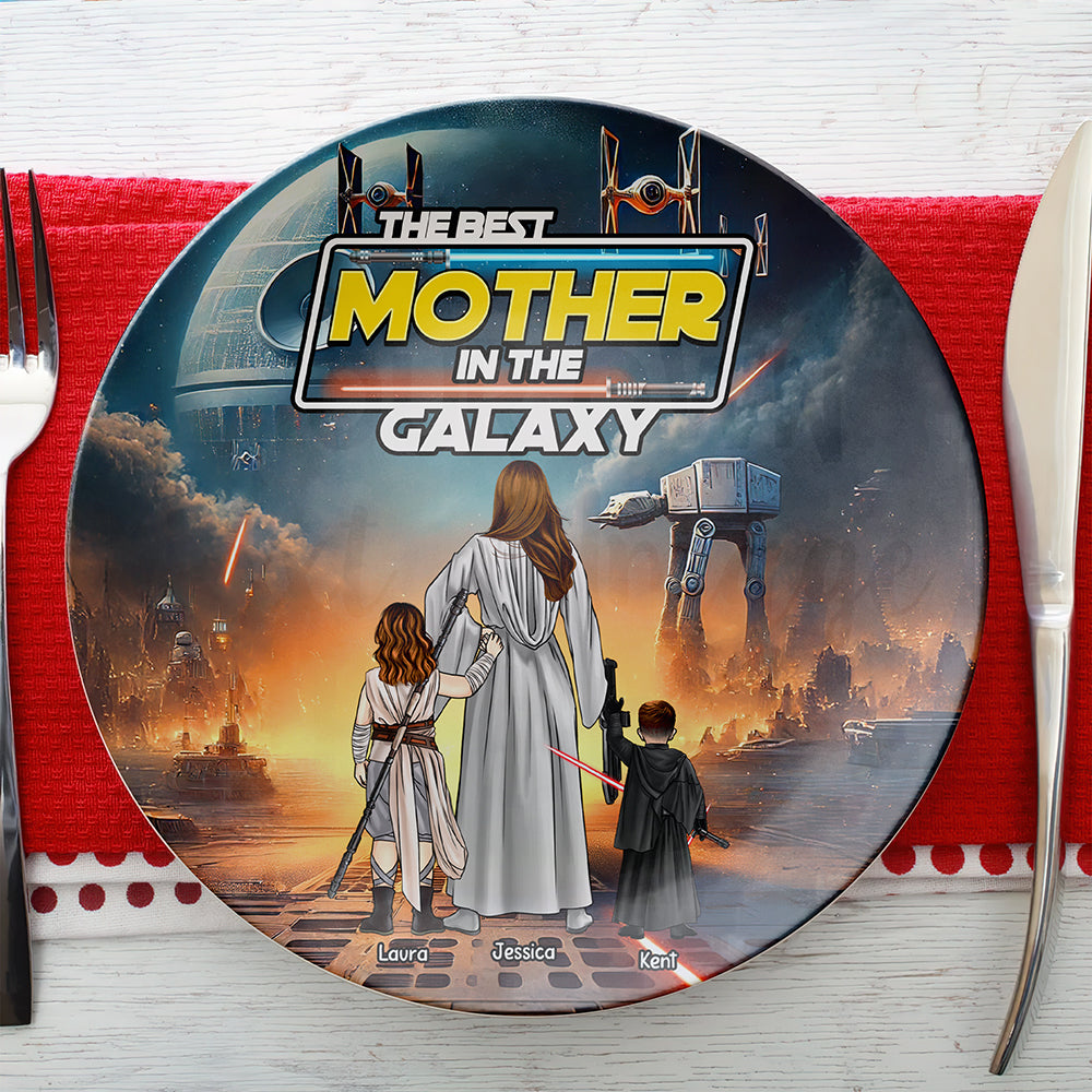 Galaxy Mom Ceramic Round Plate - Personalized Gifts-Homacus