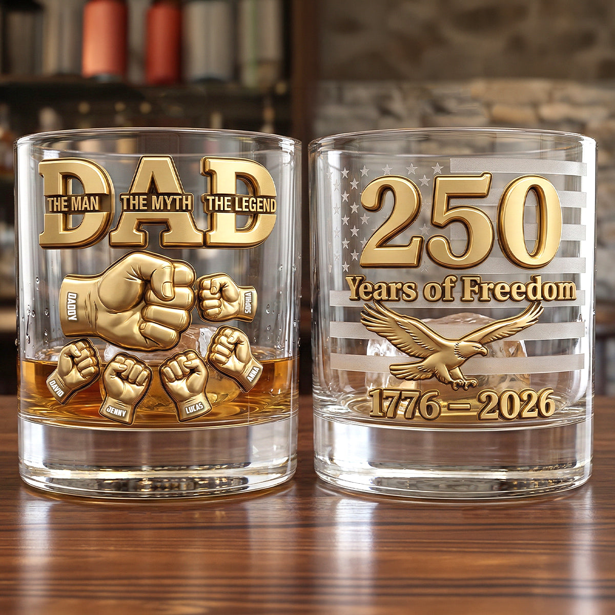 USA 250th Anniversary Round Glass - Personalized Gifts For Dad 04natn030326 - Glass - GoDuckee