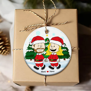 Kissing Couple Circle Ceramic Ornament - Personalized Gifts For Couple 01acac091124-Homacus