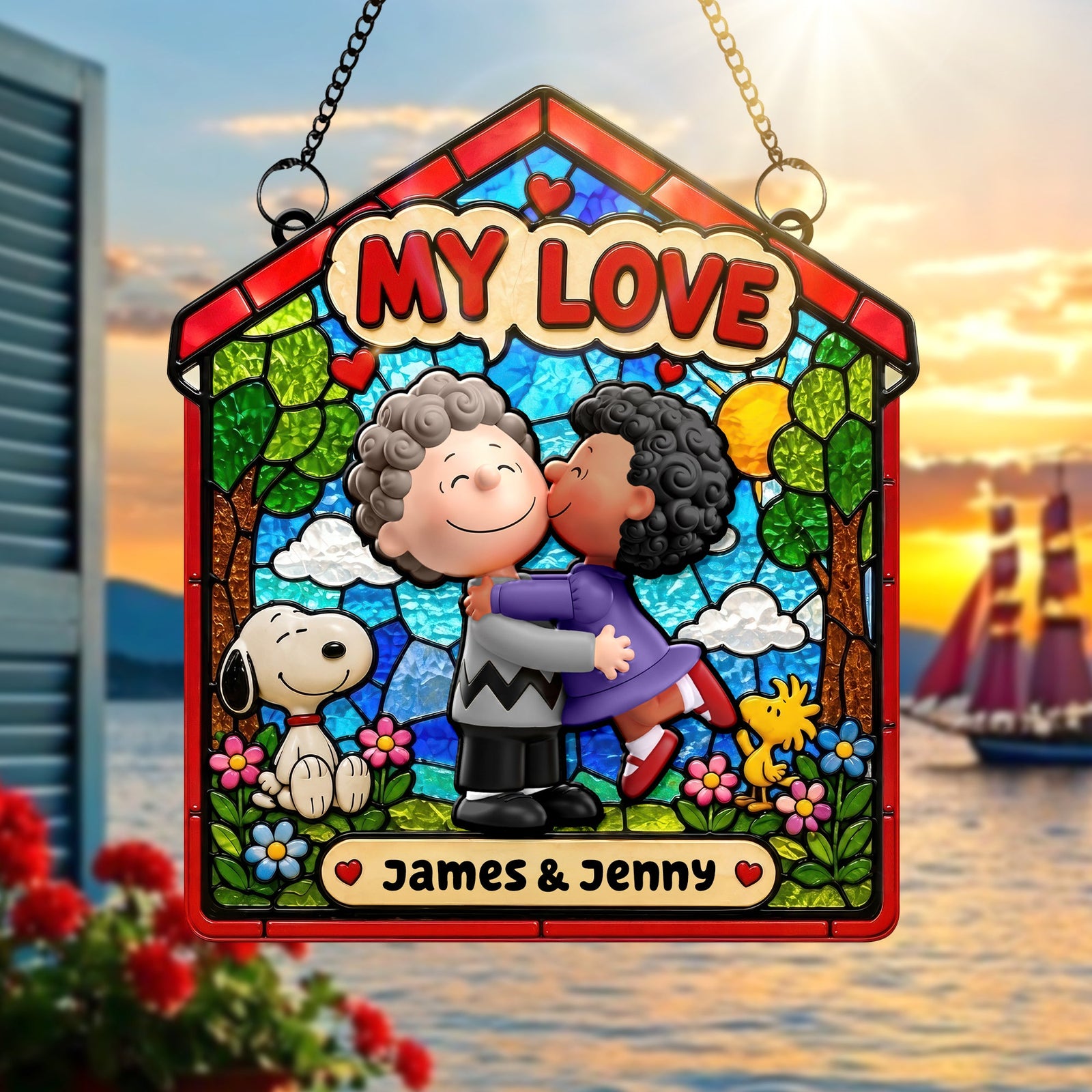 Kissing Couple Acrylic Suncatcher  - Personalized Gifts For Couples 01HUQN240726