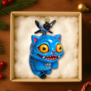 Blue Mischief Cat Acrylic Ornament Personalized Gifts For Christmas 02natn101125