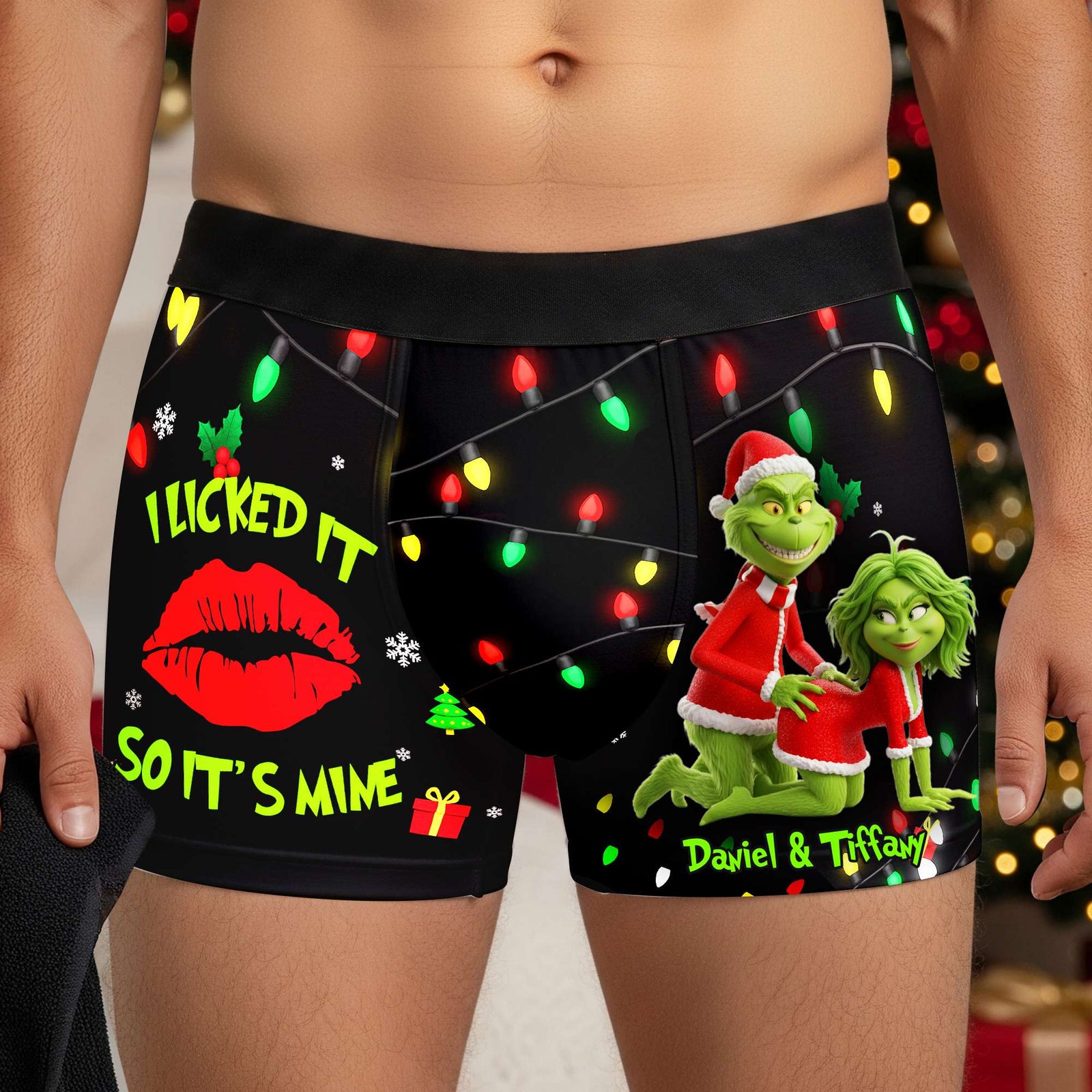 Mischief Green Couple Boxers - Personalized Christmas Gifts For Him 03NALU120925