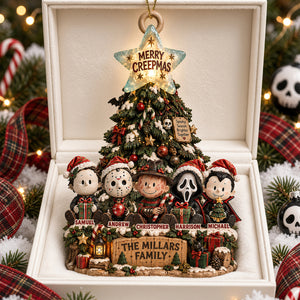 Cute Little Horror Family Acrylic Ornament - Personalized Christmas Gifts For Horror Lovers Family 03padt110926