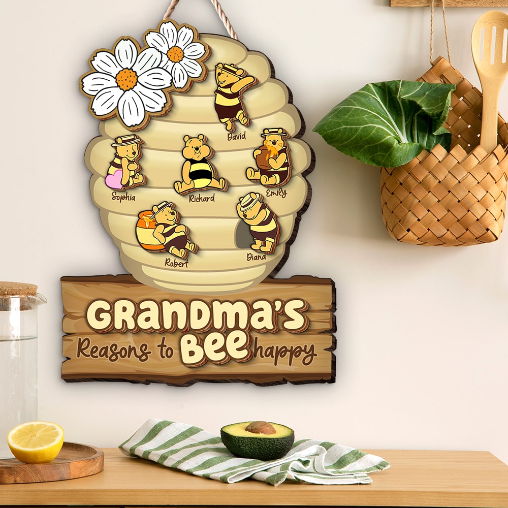 Personalized Gifts For Grandma Wood Sign Grandma's Reasons To Bee Happy 05htqn060224 - Wood Signs - GoDuckee