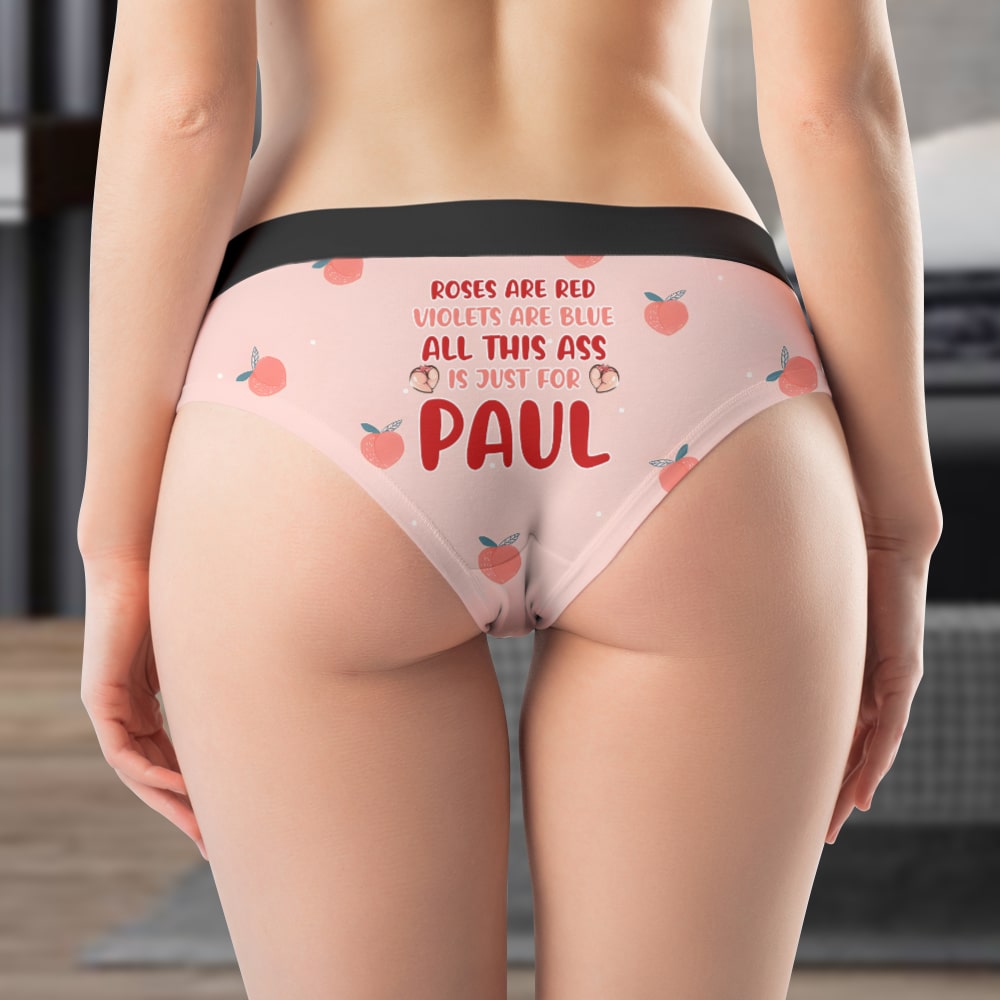Customized Valentine's Boxer Briefs for Women, Girlfriend or Wife Name, Pink Underwear, 03KAPO291223 - Boxer Briefs - GoDuckee