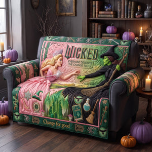 Pink & Green Quilted Sofa Cover - Personalized Gifts For Witch Lovers 01qhqn150826