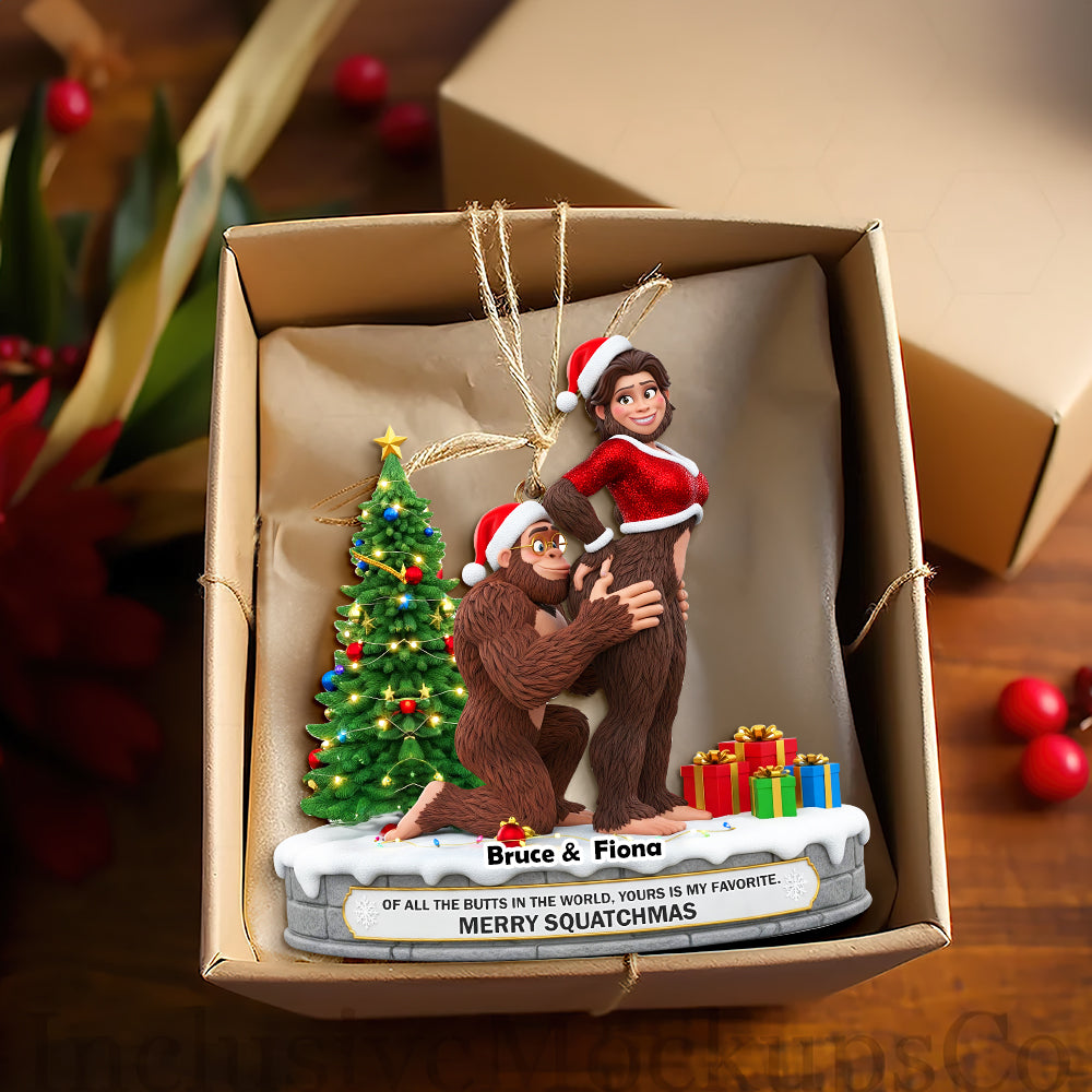 Playful Bigfoot Couple Ornament -  Personalized Christmas Gifts 01OHLU160925