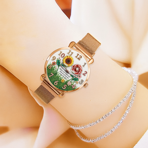 Floral Blooming Mesh Strap Watch - Personalized Gift For Sisters 04HULU250725
