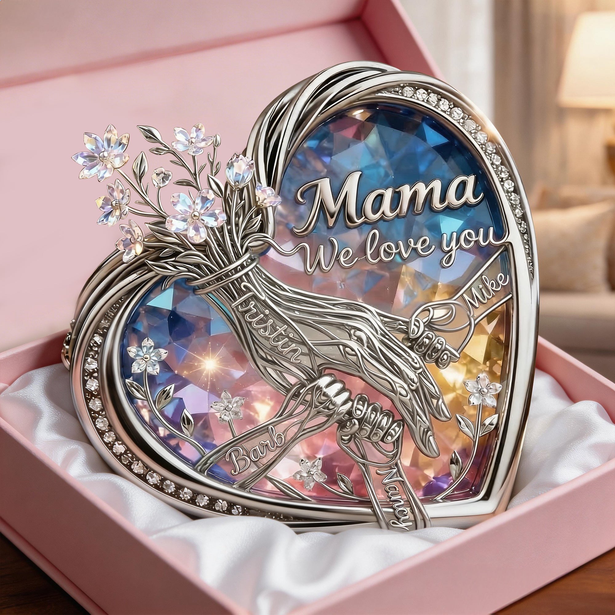 Mom & Children Holding Hands Love Acrylic Plaque - Personalized Gifts For Mom 04qhlu120326-Homacus