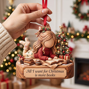 Bookish Girl Christmas Custom Shape Ornament - Personalized Gifts For Book Lovers 01PGTN131026