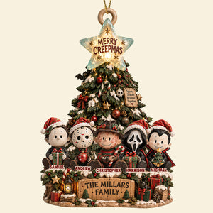 Cute Little Horror Family Acrylic Ornament - Personalized Christmas Gifts For Horror Lovers Family 03padt110926
