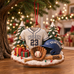 Batter Up Wood Effect Ornament, Personalized Gifts For Sport Lovers 04QHTN141026