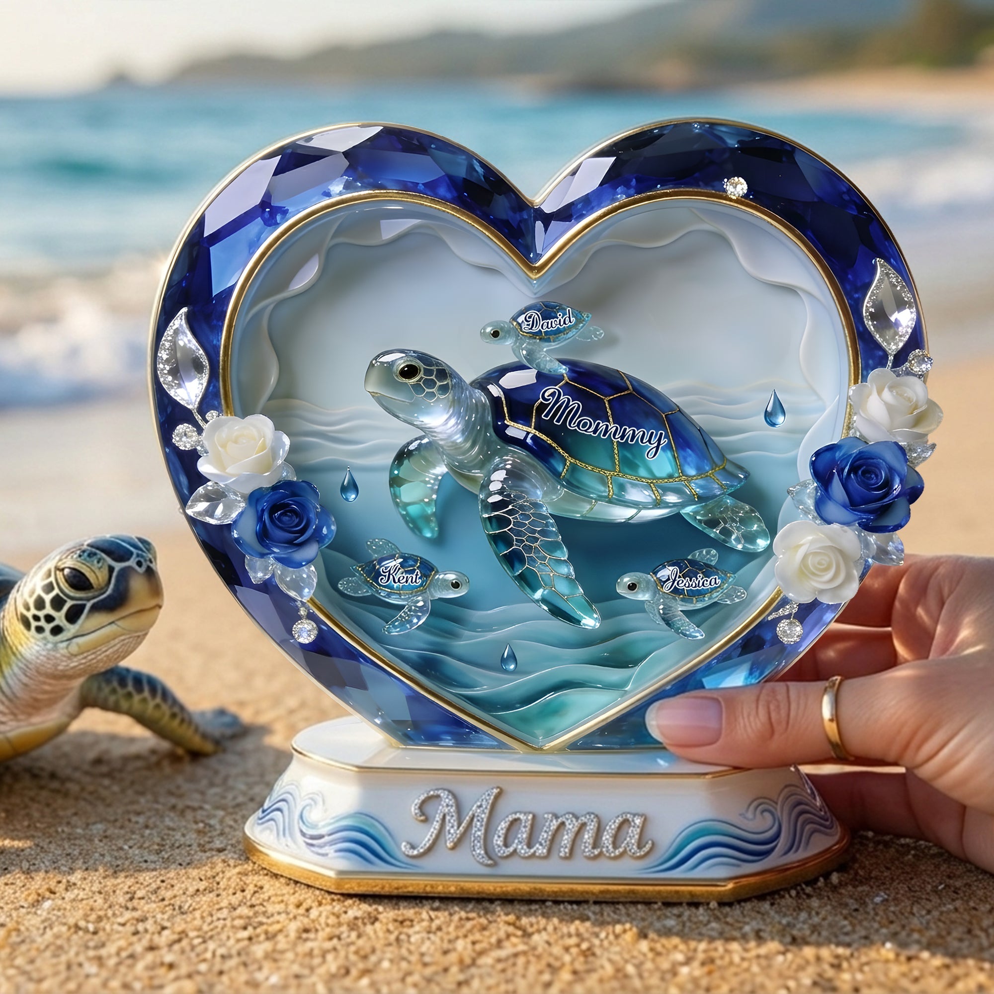 Sea Theme Turtle Mom And Kids Acrylic Plaque - Personalized Gifts For Mother's Day Plaque 04PGLU080426-Homacus