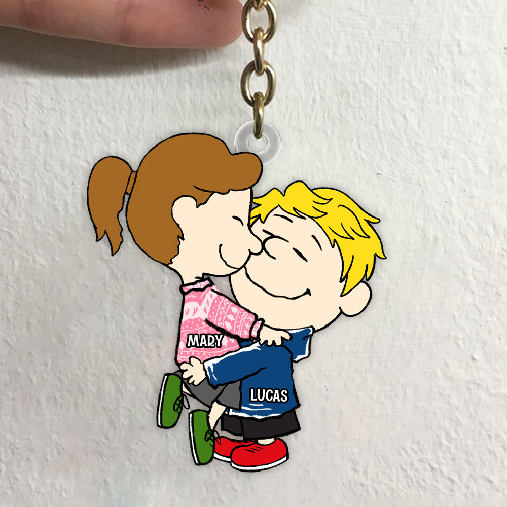 Custom Couple Keychains - Personalized Anniversary Gifts For Her, Custom Valentine Gifts For Girlfriend and Wife-Homacus