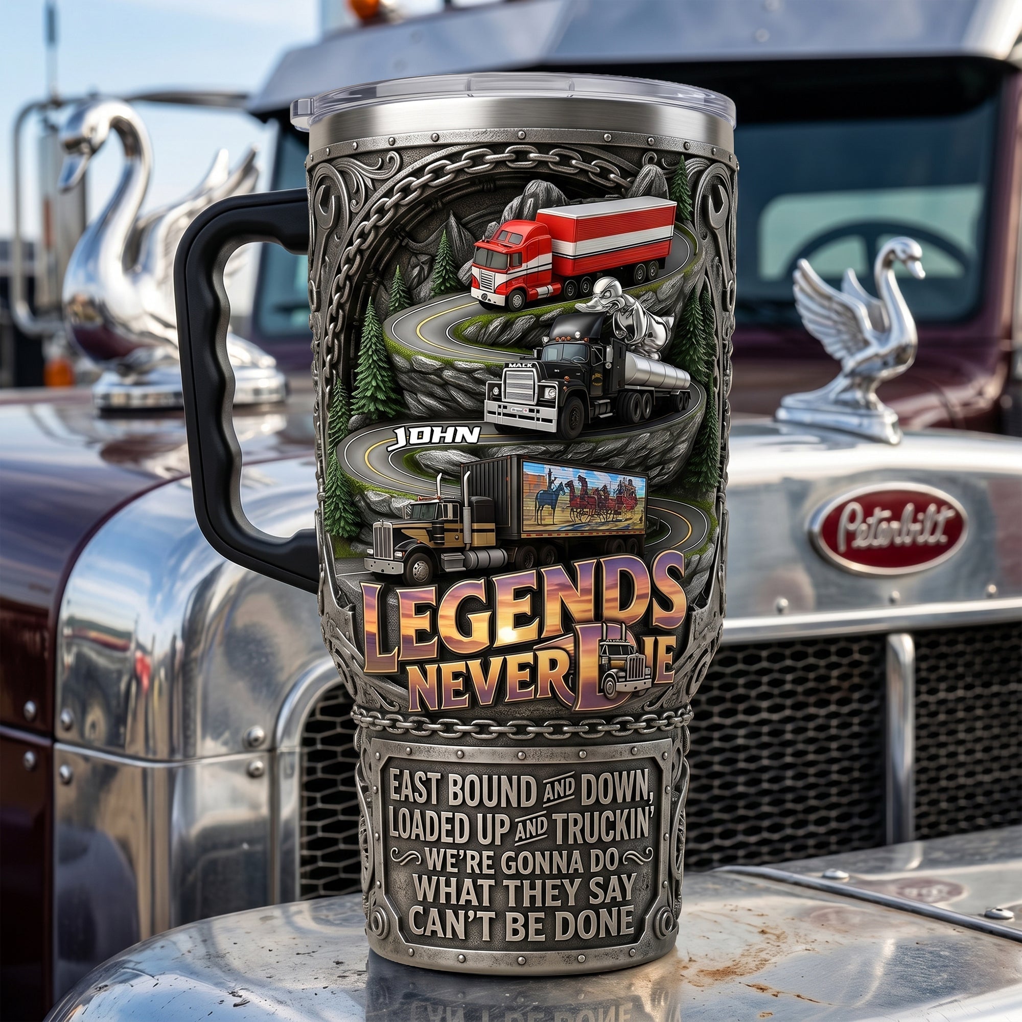 Classic Semi-Truck Legend 40oz Tumbler With Handle - Personalized Gifts For Truckers 02qhlu280526