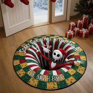 Haunted Holiday Family Round Mat - Personalized Christmas Gifts 02HULU250925