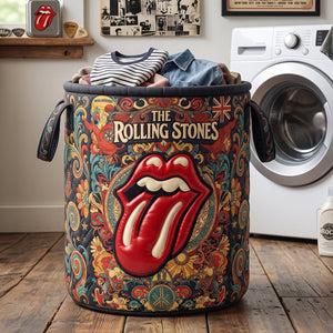 The Rolling Stones Rhythmically Driven Sound Laundry Quilted Laundry Basket - Personalized Gift For Rock Lovers 05natn200726