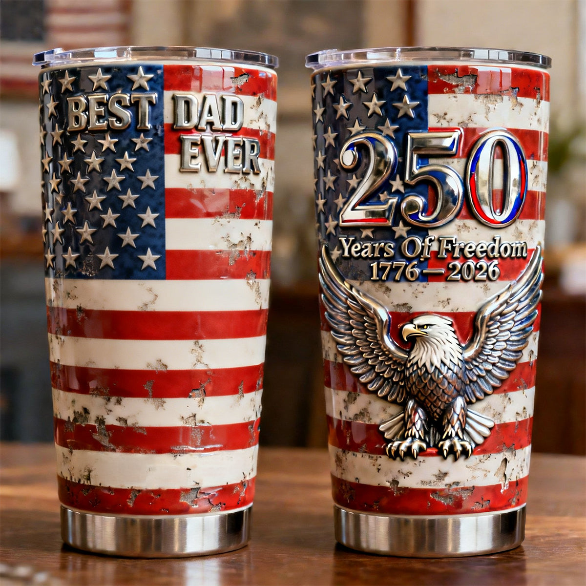 Proud American 250th Anniversary Tumbler - Personalizeed Gift For Dad 04NATN020326