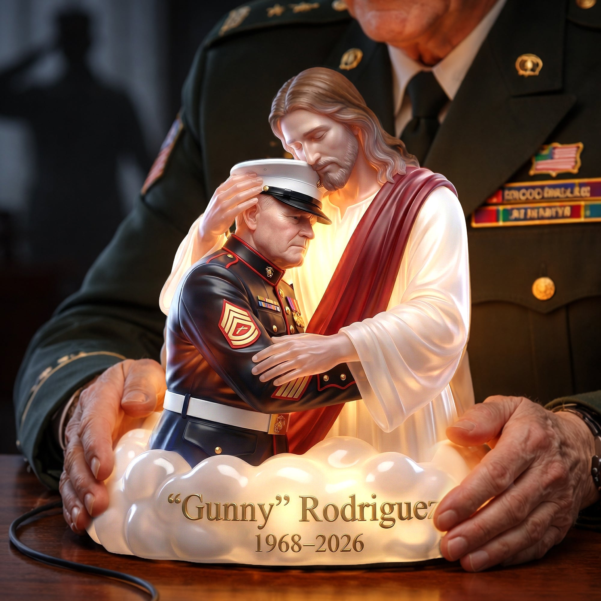 Custom Photo Veteran Rest In Jesus Arm, Personalized Keepsake To Remember Departed Veteran 01qhlu090426 - Light Box - GoDuckee