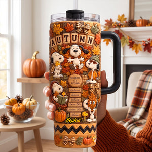 Autumn Leaves Falling Colorful 40oz Tumbler With Handle - Personalized Gifts 01patn070926