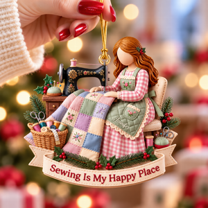 Sewing Girl Acrylic Ornament - Personalized Christmas Gifts For Sewing Lovers 02pgqn241026
