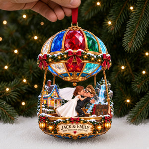Hot Air Balloon Couple Ornament - Personalized Gifts For Couple Christmas Ornament 02HALU240926