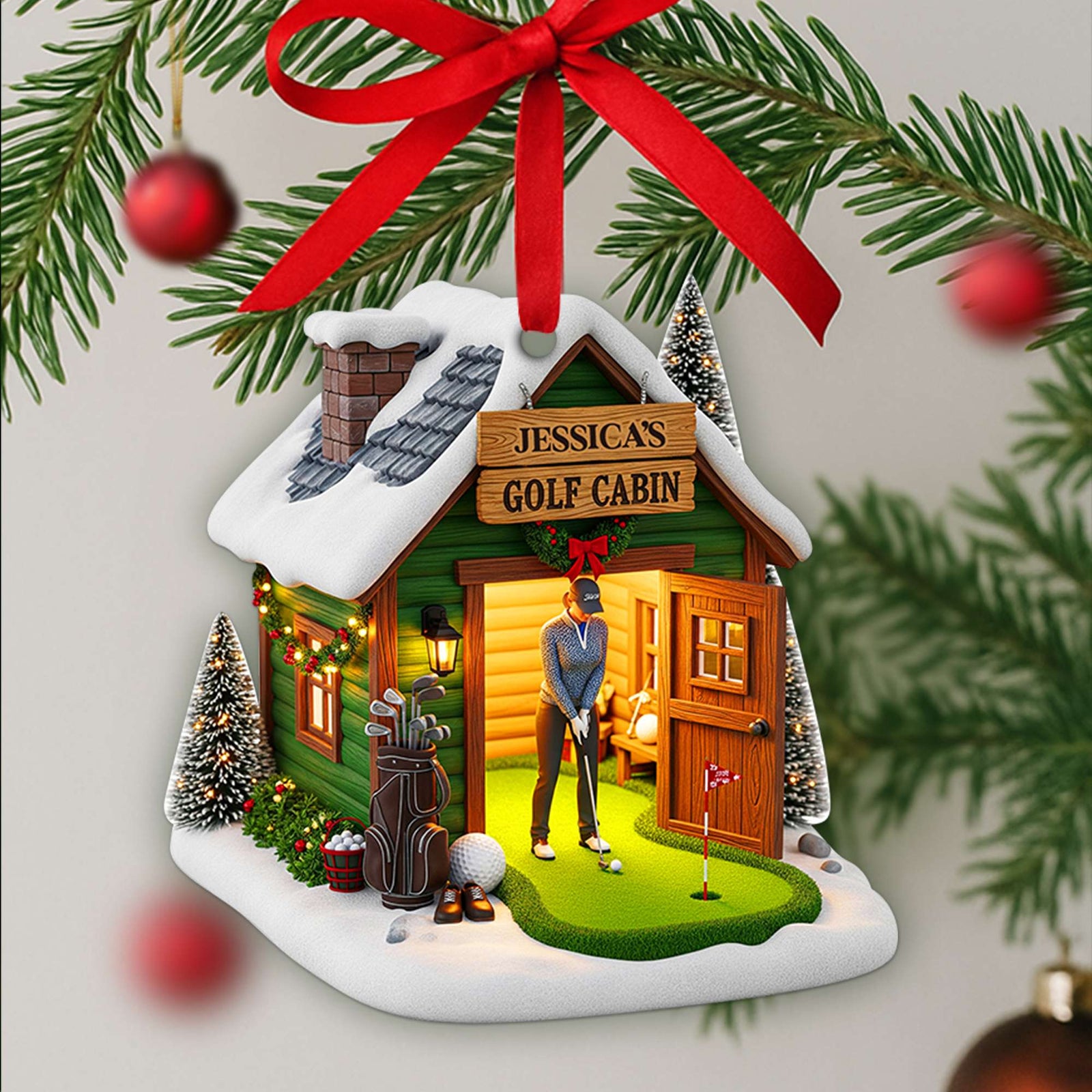 Golf Cabin Christmas Ornament - Personalized Gifts For Golfers 05OHLU140825