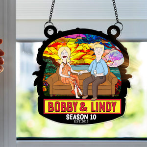 You And Me, Seasons Series - Personalized Christmas Suncatcher Ornament - Burger Couple Ornament-Homacus