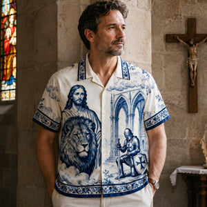 Faithful Knight Toile de Jouy Hawaiian Shirt - Personalized Gifts For Christian 02HULU170626-Homacus