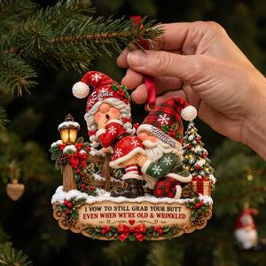 Playful Gnome Couple Ornament - Personalized Christmas Gifts For Couples 02NALU260926