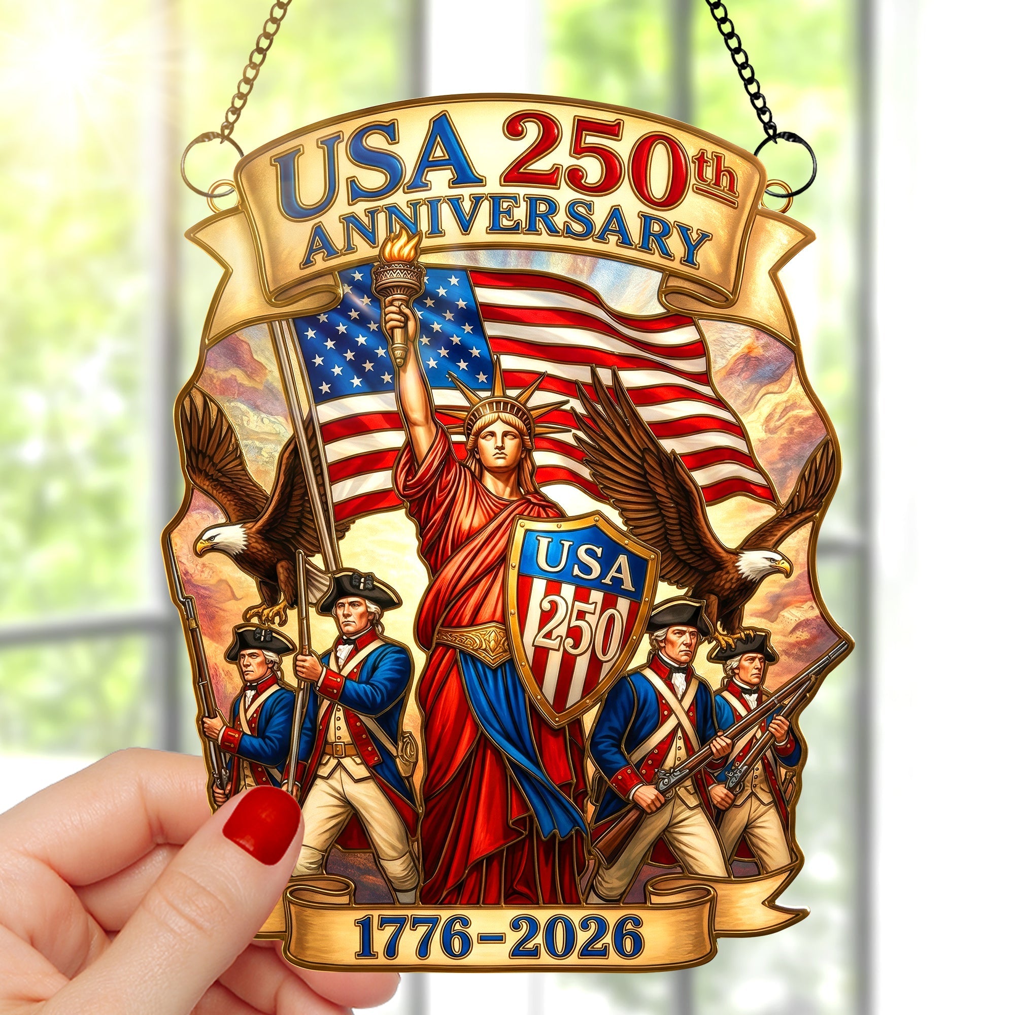 USA 250th Anniversary Suncatcher Ornament – Gifts For Patriots 01paqn060326 - Ornament - GoDuckee