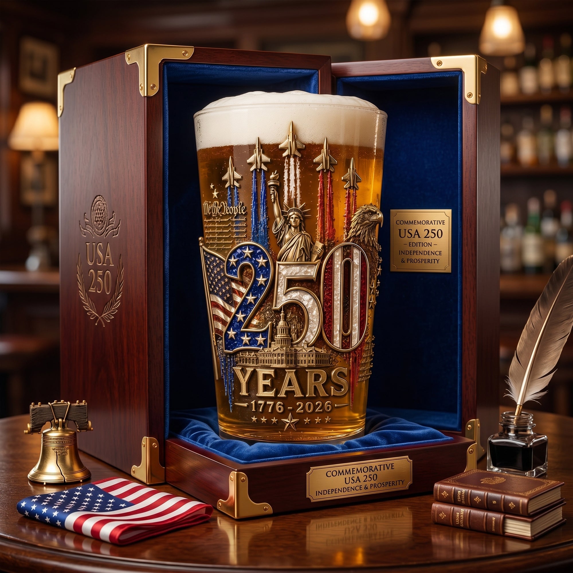 America 250th Anniversary Beer Glass - Personalized Gifts For Patriotic 05palu270526 - Beer Glasses - GoDuckee