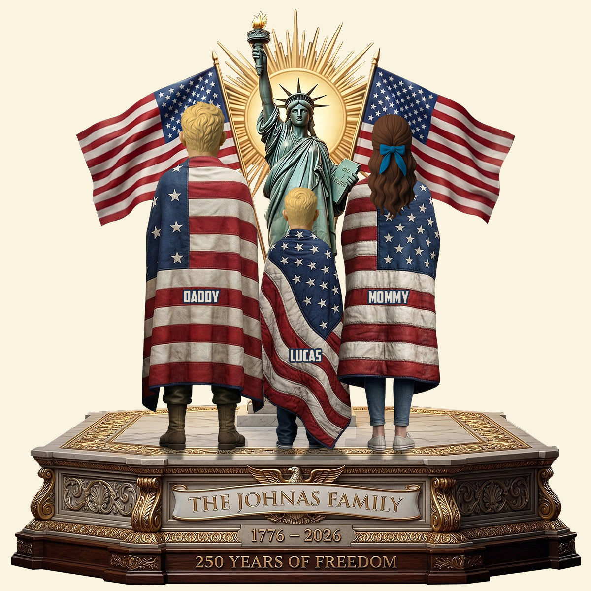 250th Anniversary Patriotic Family Plaque – Personalized Gift For Family 04PATN100326 - Shaped Plaques - GoDuckee