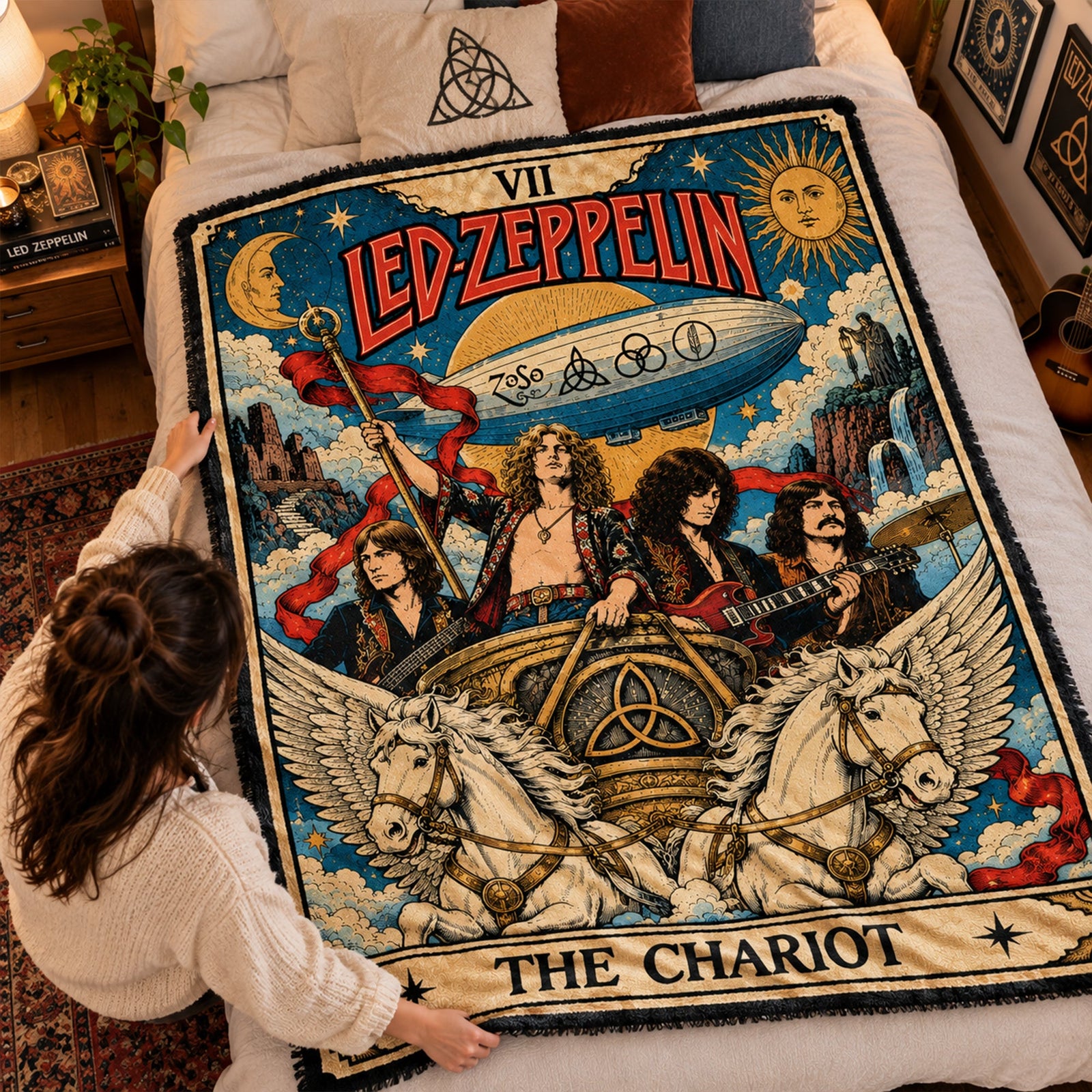 Led Zeppelin Hard Rock Tarot Card Blanket  - Personalized Gifts For Music Lovers 06HULU281026