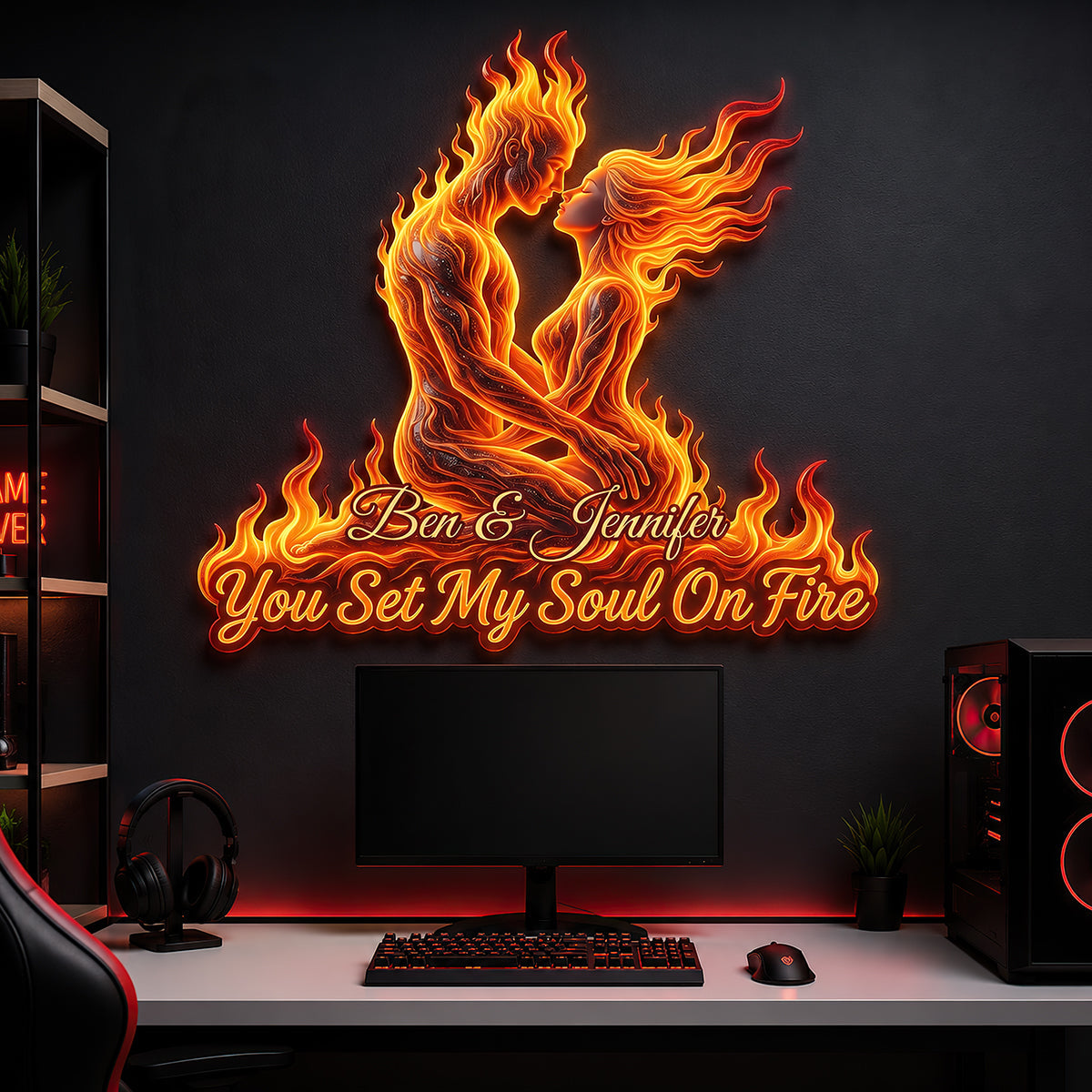 Eternal Flame Couple LED Wall Sign - Personalized Gifts For Couples 07HUDT250726