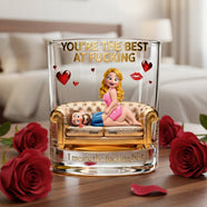 Cheeky Couple 11oz Round Glass - Personalized Gifts For Couple Valentine Drinking Glass 03NAQN240126