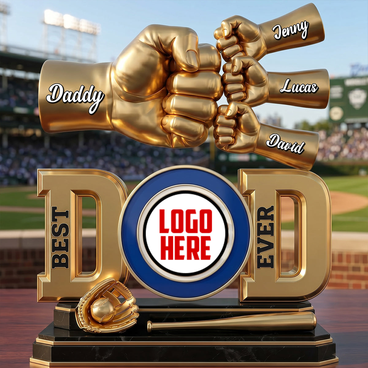 Dad & Kids Fist Bump Plaque 012natn080626-Homacus