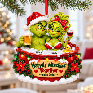 Bathing Couple Ornament - Personalized Gifts For Couple Christmas Ornament 07TOQN221026