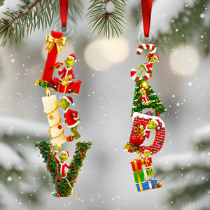 Green Alphabet Letter Ornament - Personalized Christmas Gifts 02ohdt231025