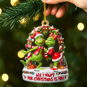 Lovely Couple Kissing Under The Mistletoe Acrylic Ornament - Personalized Gifts For Couples 06tyqn030826