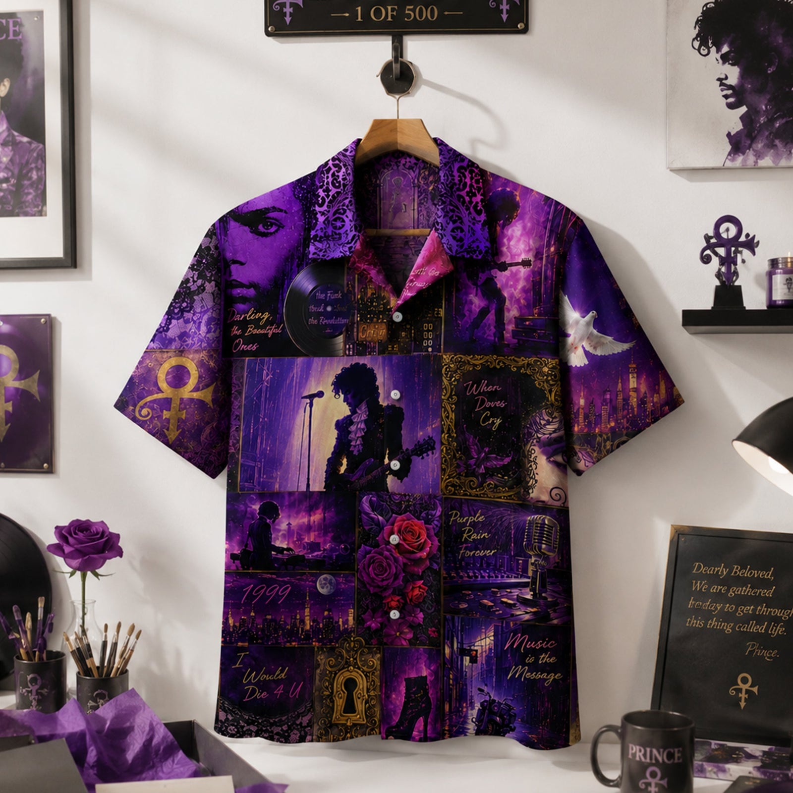 Androgynous Prince Musician Hawaiian Shirt, Personalized Gifts For Music Fans 02qhlu130726