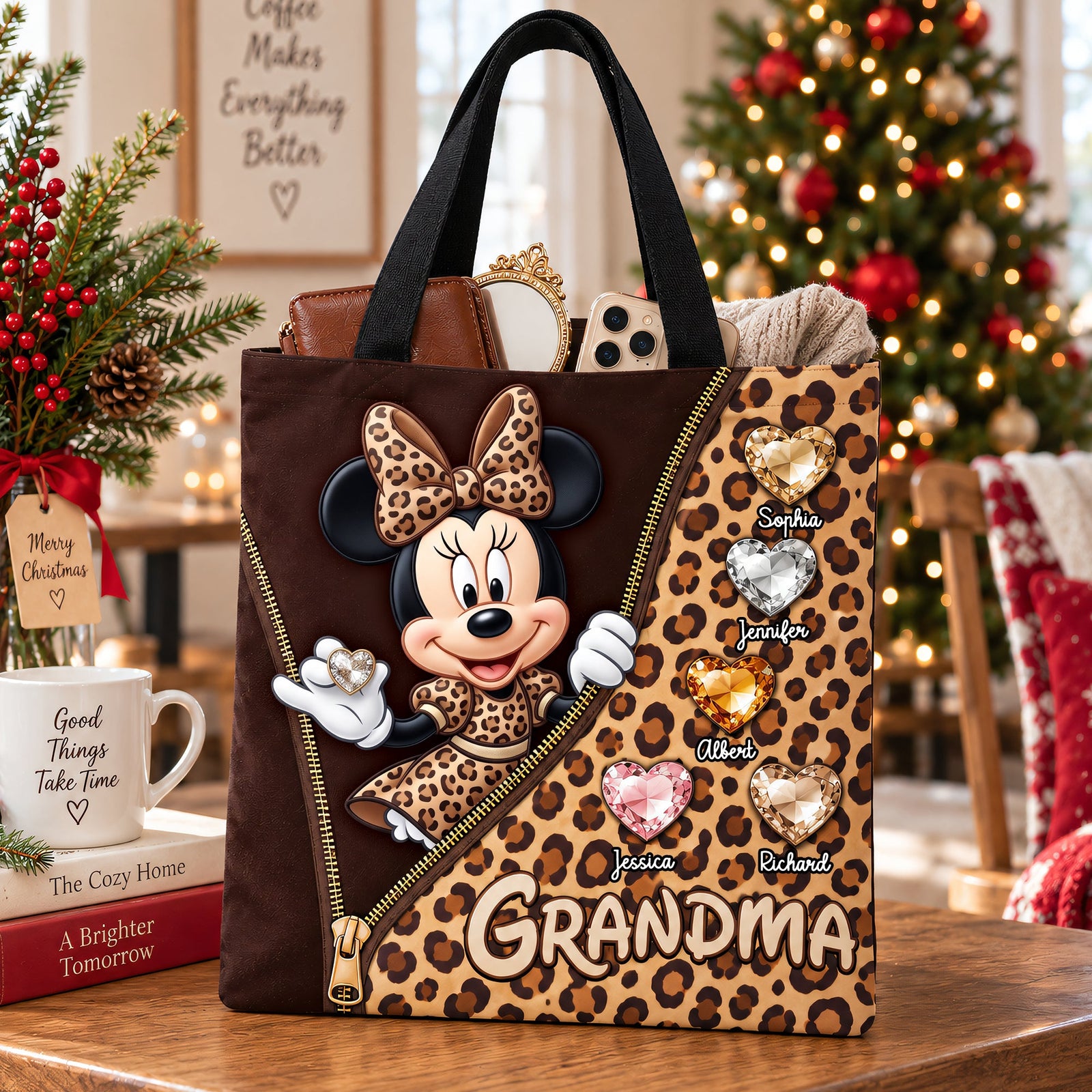 Leopard Heart Tote Bag - Personalized Gifts For Grandma 01paqn070926
