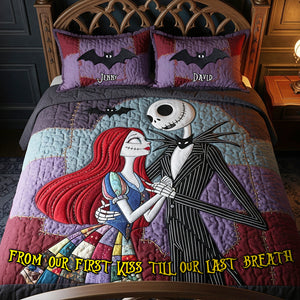 Enthusiastic Halloween Couple Quilt Bed Set, Personalized Gifts 02qhtn090825
