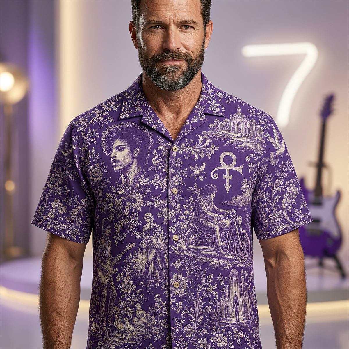 Virtuosic Prince Toile De Jouy Hawaiian Shirt, Personalized Gifts For Music Lovers 05qhdt100726