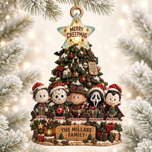 Cute Little Horror Family Acrylic Ornament - Personalized Christmas Gifts For Horror Lovers Family 03padt110926